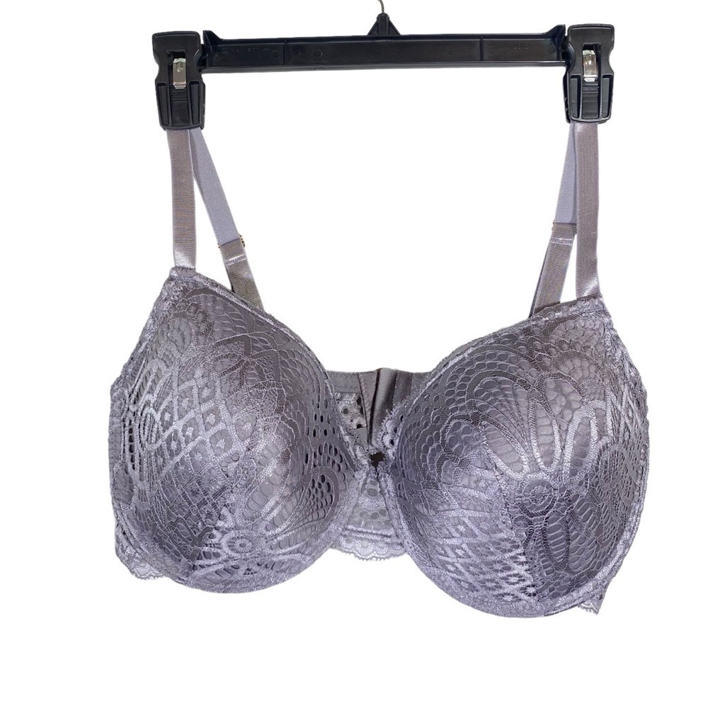 Danskin Intimates size 38DD padded underwire silver gray lace Bra